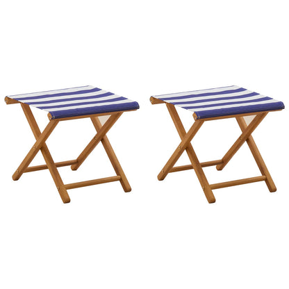vidaXL Deck Chair 2 pcs Solid Eucalyptus Wood Blue and White