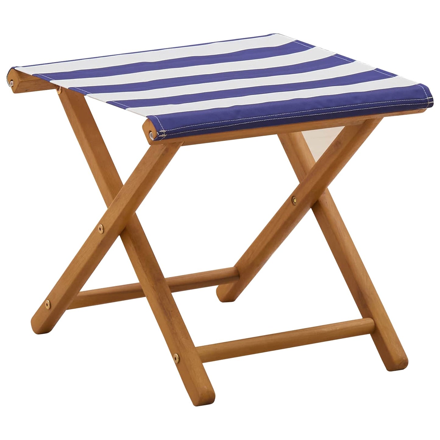 vidaXL Deck Chair 2 pcs Solid Eucalyptus Wood Blue and White