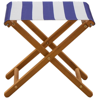 vidaXL Deck Chair 2 pcs Solid Eucalyptus Wood Blue and White