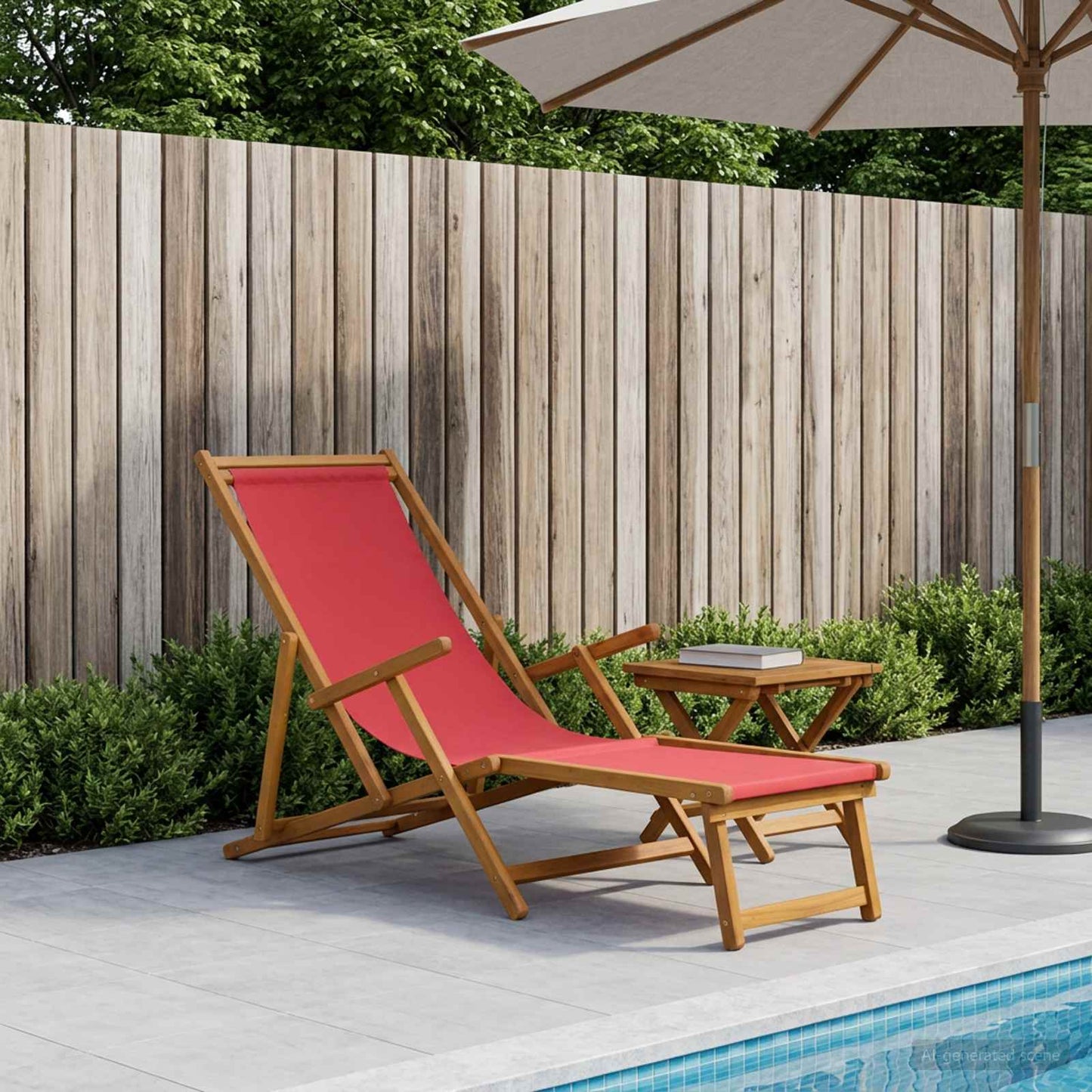 vidaXL Folding Sun Lounger 3 Position Solid Eucalyptus Wood Red