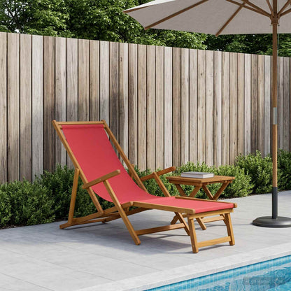 vidaXL Folding Sun Lounger 3 Position Solid Eucalyptus Wood Red