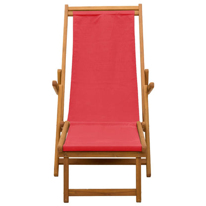 vidaXL Folding Sun Lounger 3 Position Solid Eucalyptus Wood Red