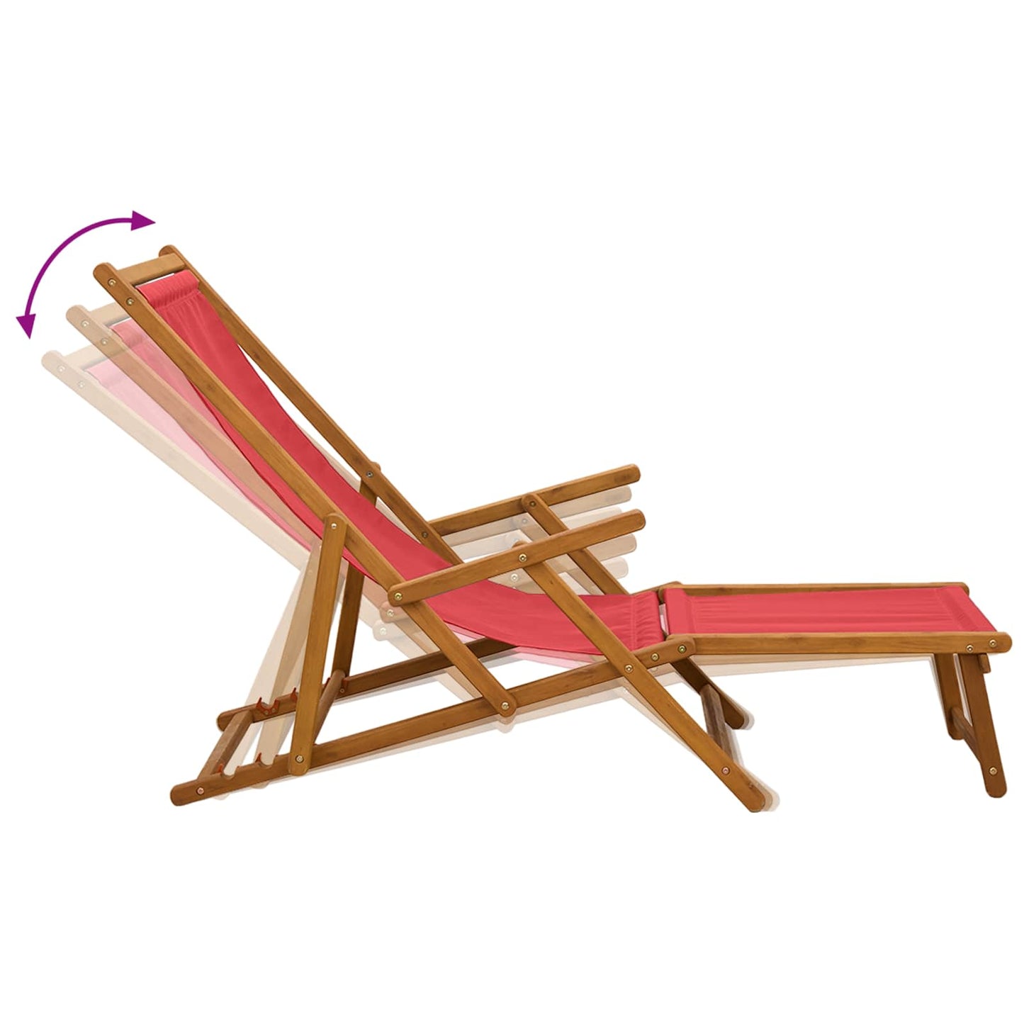 vidaXL Folding Sun Lounger 3 Position Solid Eucalyptus Wood Red
