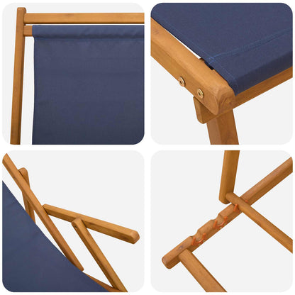 vidaXL Folding Sun Lounger 3 Position Solid Eucalyptus Wood Blue