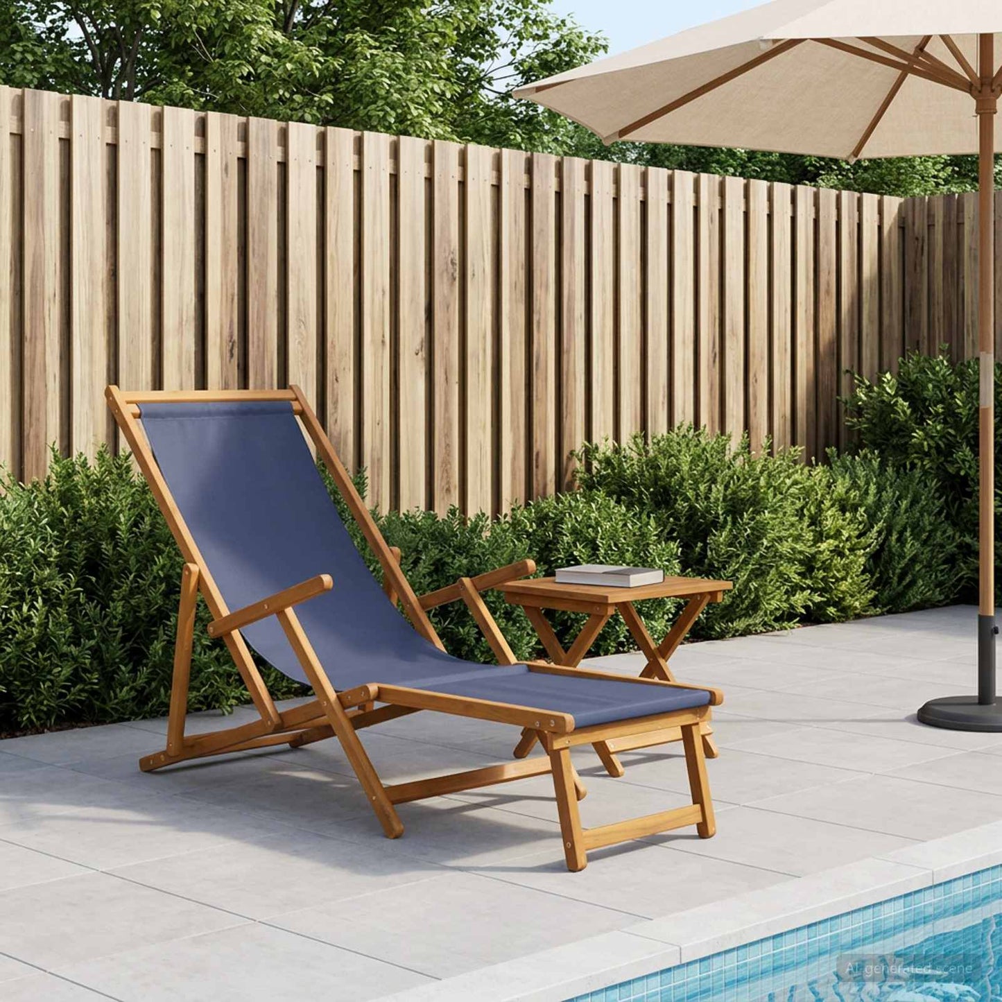 vidaXL Folding Sun Lounger 3 Position Solid Eucalyptus Wood Blue
