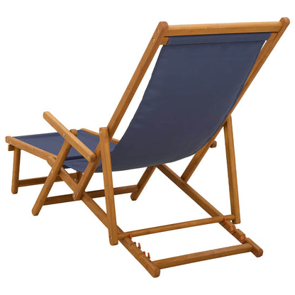 vidaXL Folding Sun Lounger 3 Position Solid Eucalyptus Wood Blue