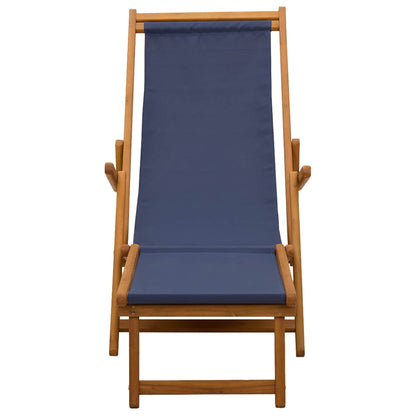 vidaXL Folding Sun Lounger 3 Position Solid Eucalyptus Wood Blue