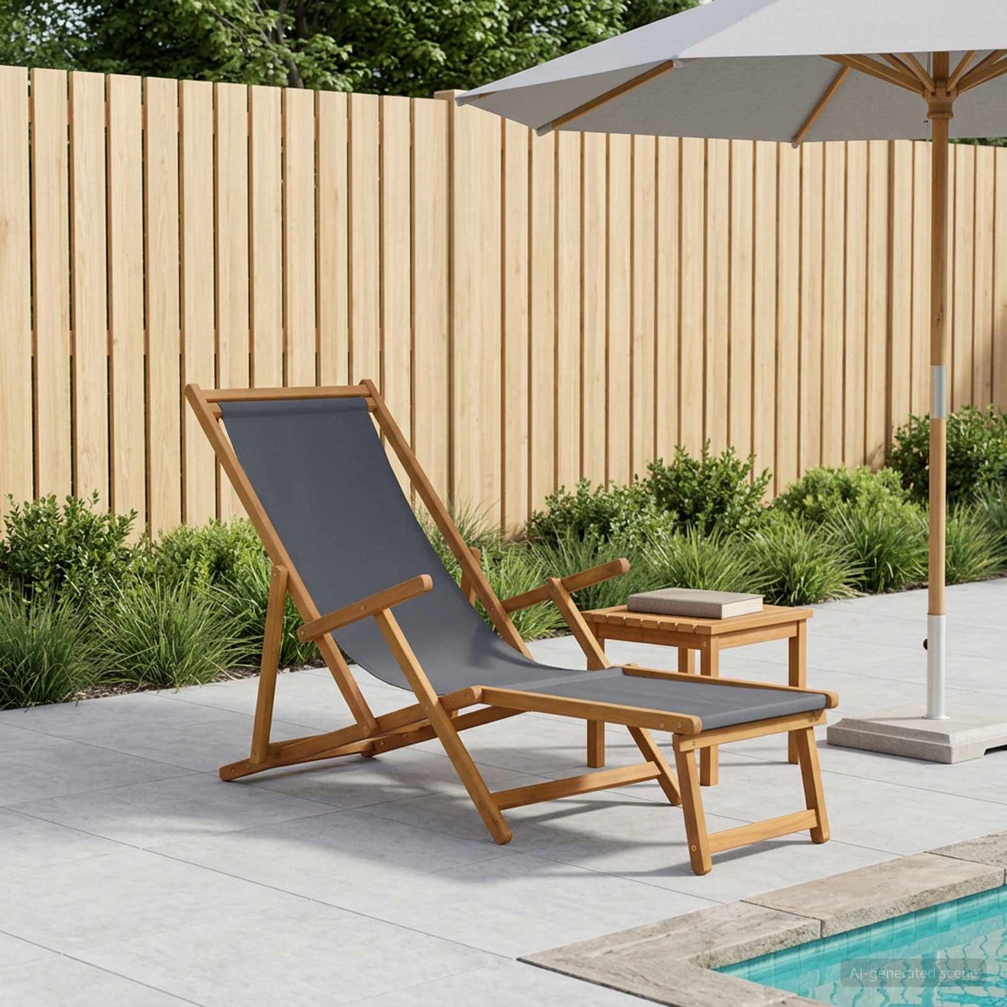 vidaXL Folding Sun Lounger 3 Position Solid Eucalyptus Wood Grey