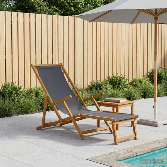 vidaXL Folding Sun Lounger 3 Position Solid Eucalyptus Wood Grey