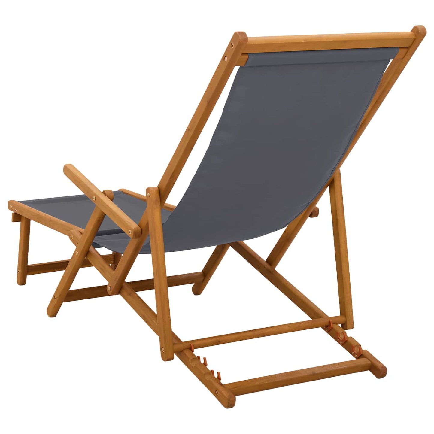 vidaXL Folding Sun Lounger 3 Position Solid Eucalyptus Wood Grey