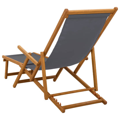 vidaXL Folding Sun Lounger 3 Position Solid Eucalyptus Wood Grey