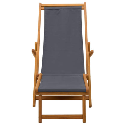 vidaXL Folding Sun Lounger 3 Position Solid Eucalyptus Wood Grey