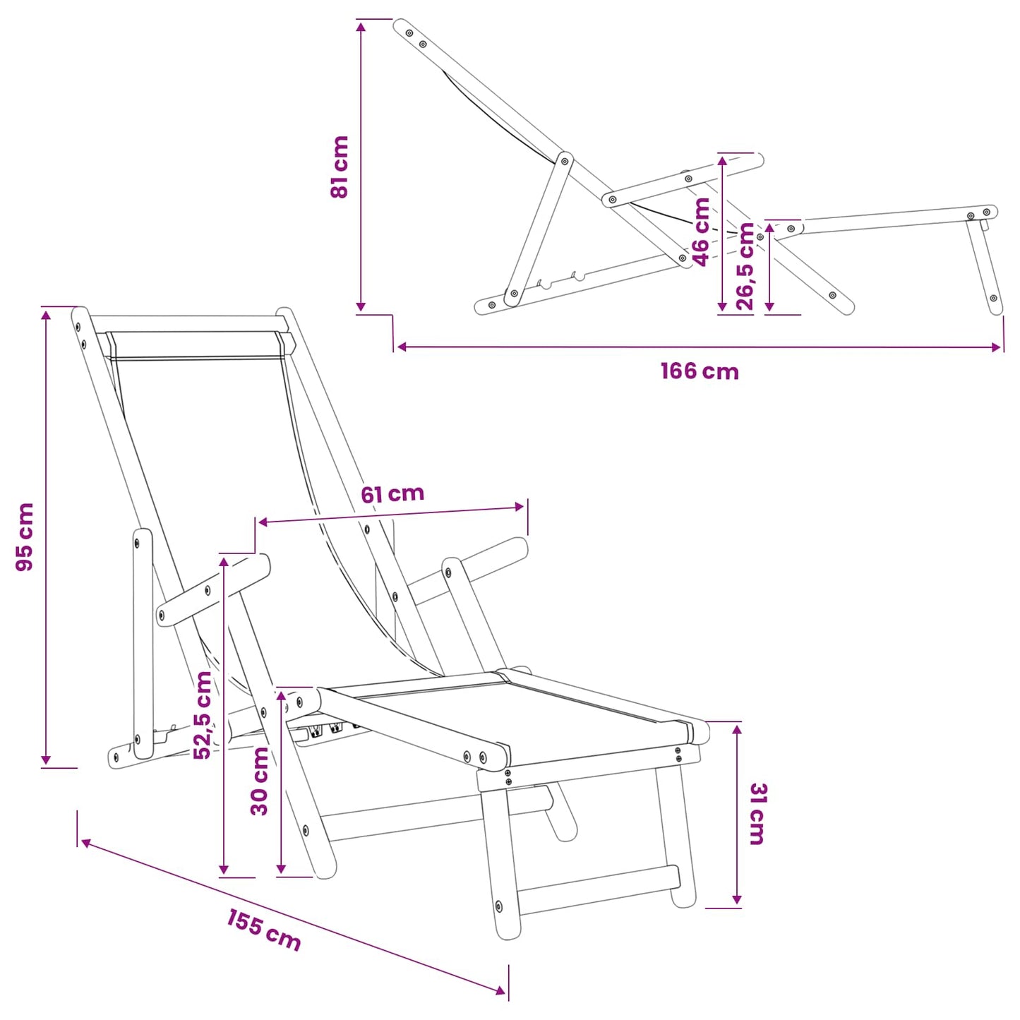 vidaXL Folding Sun Lounger 3 Position Solid Eucalyptus Wood Grey