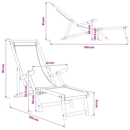 vidaXL Folding Sun Lounger 3 Position Solid Eucalyptus Wood Grey