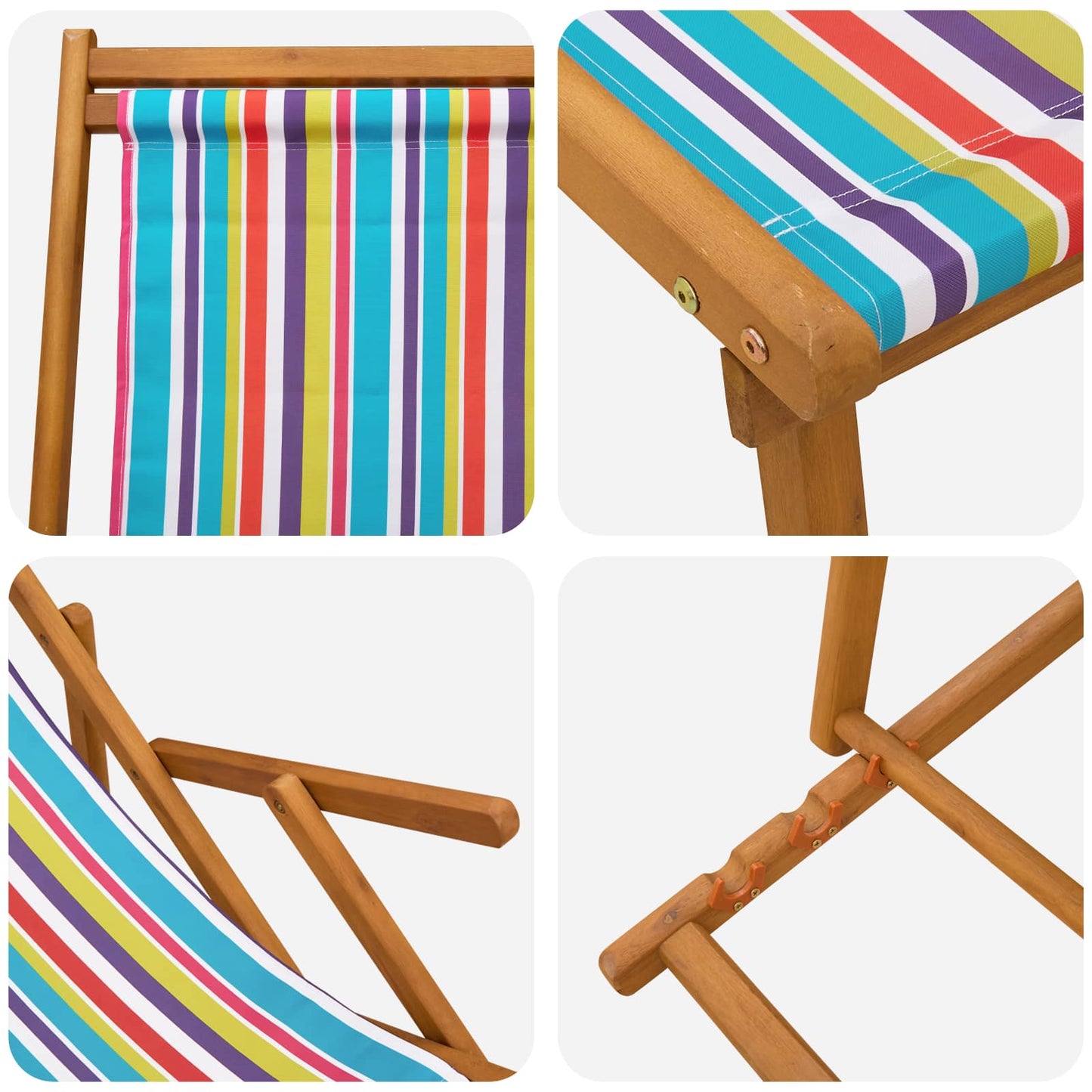 vidaXL Folding Sun Lounger 3 Position Solid Eucalyptus Wood