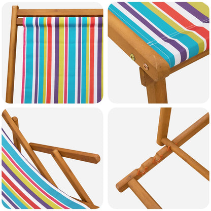 vidaXL Folding Sun Lounger 3 Position Solid Eucalyptus Wood