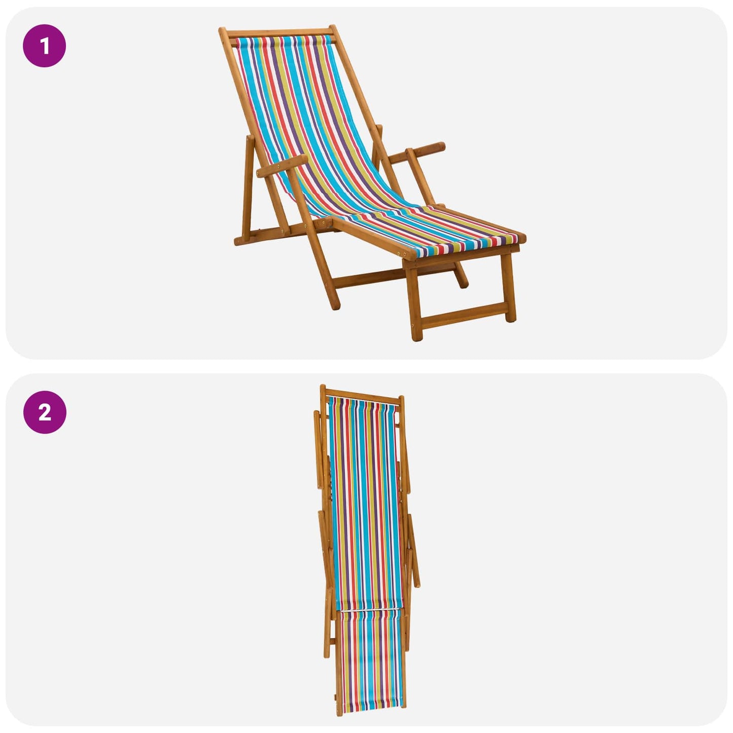 vidaXL Folding Sun Lounger 3 Position Solid Eucalyptus Wood
