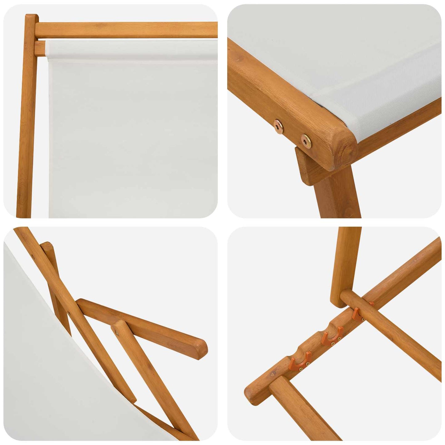 vidaXL Folding Sun Lounger 3 Position Solid Eucalyptus Wood Cream