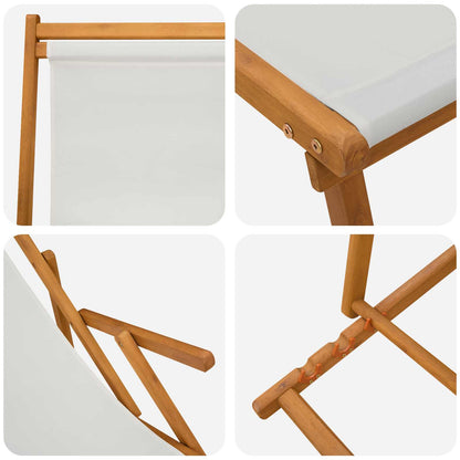 vidaXL Folding Sun Lounger 3 Position Solid Eucalyptus Wood Cream