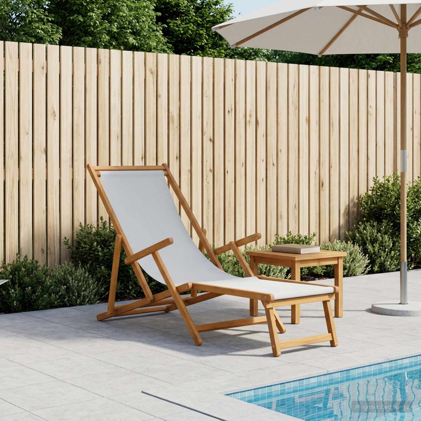 vidaXL Folding Sun Lounger 3 Position Solid Eucalyptus Wood Cream