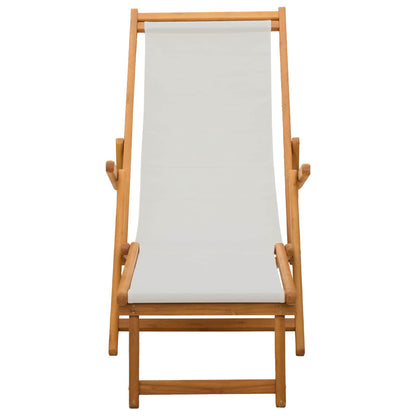 vidaXL Folding Sun Lounger 3 Position Solid Eucalyptus Wood Cream