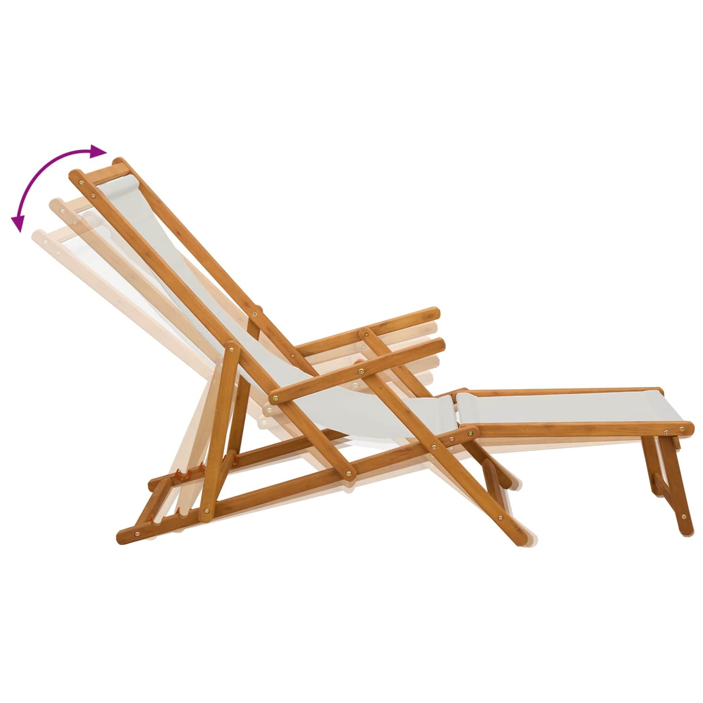 vidaXL Folding Sun Lounger 3 Position Solid Eucalyptus Wood Cream
