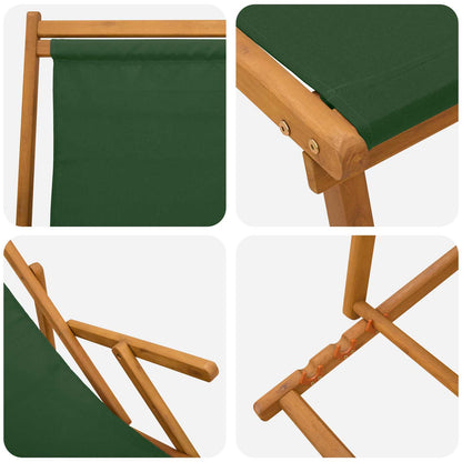 vidaXL Folding Sun Lounger 3 Position Solid Eucalyptus Wood Green