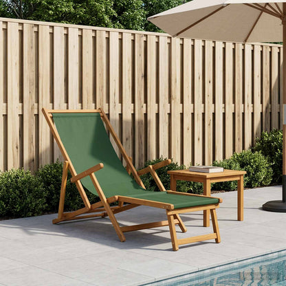 vidaXL Folding Sun Lounger 3 Position Solid Eucalyptus Wood Green