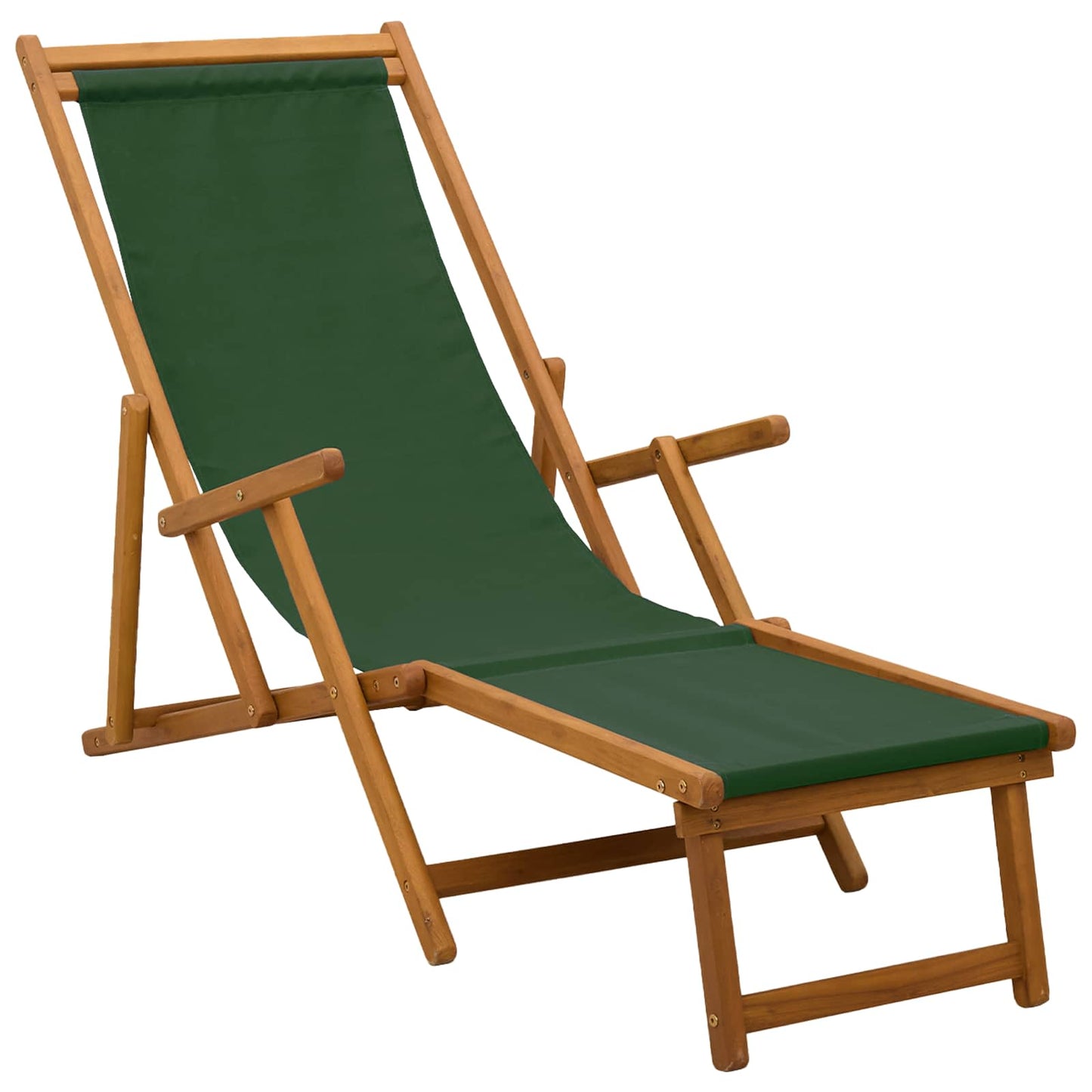 vidaXL Folding Sun Lounger 3 Position Solid Eucalyptus Wood Green