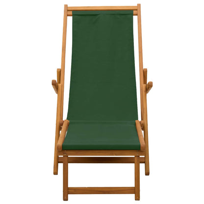 vidaXL Folding Sun Lounger 3 Position Solid Eucalyptus Wood Green