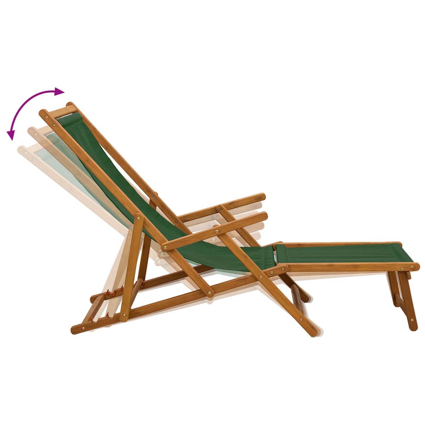 vidaXL Folding Sun Lounger 3 Position Solid Eucalyptus Wood Green