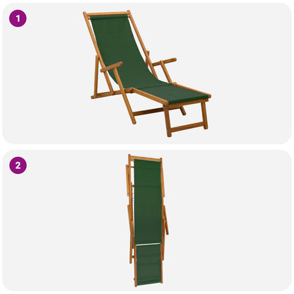 vidaXL Folding Sun Lounger 3 Position Solid Eucalyptus Wood Green