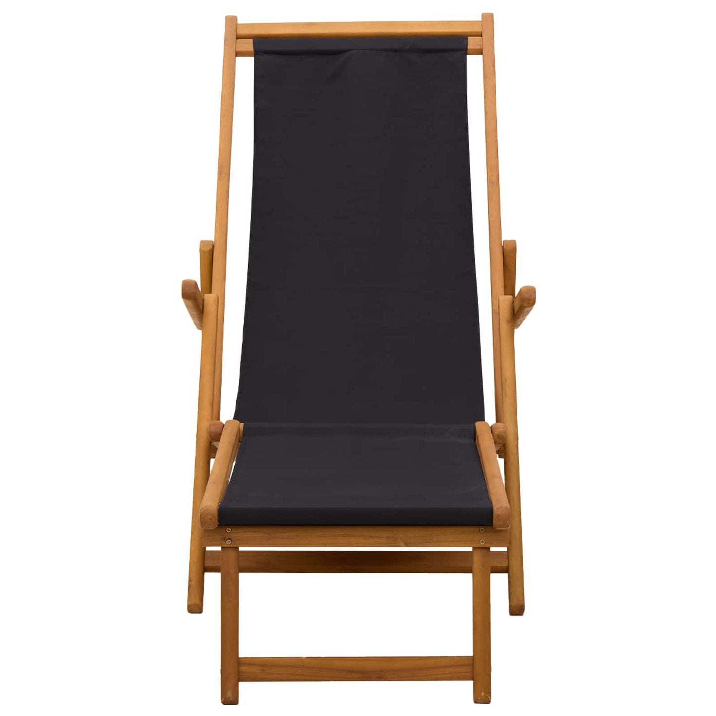 vidaXL Folding Sun Lounger 3 Position Solid Eucalyptus Wood Black