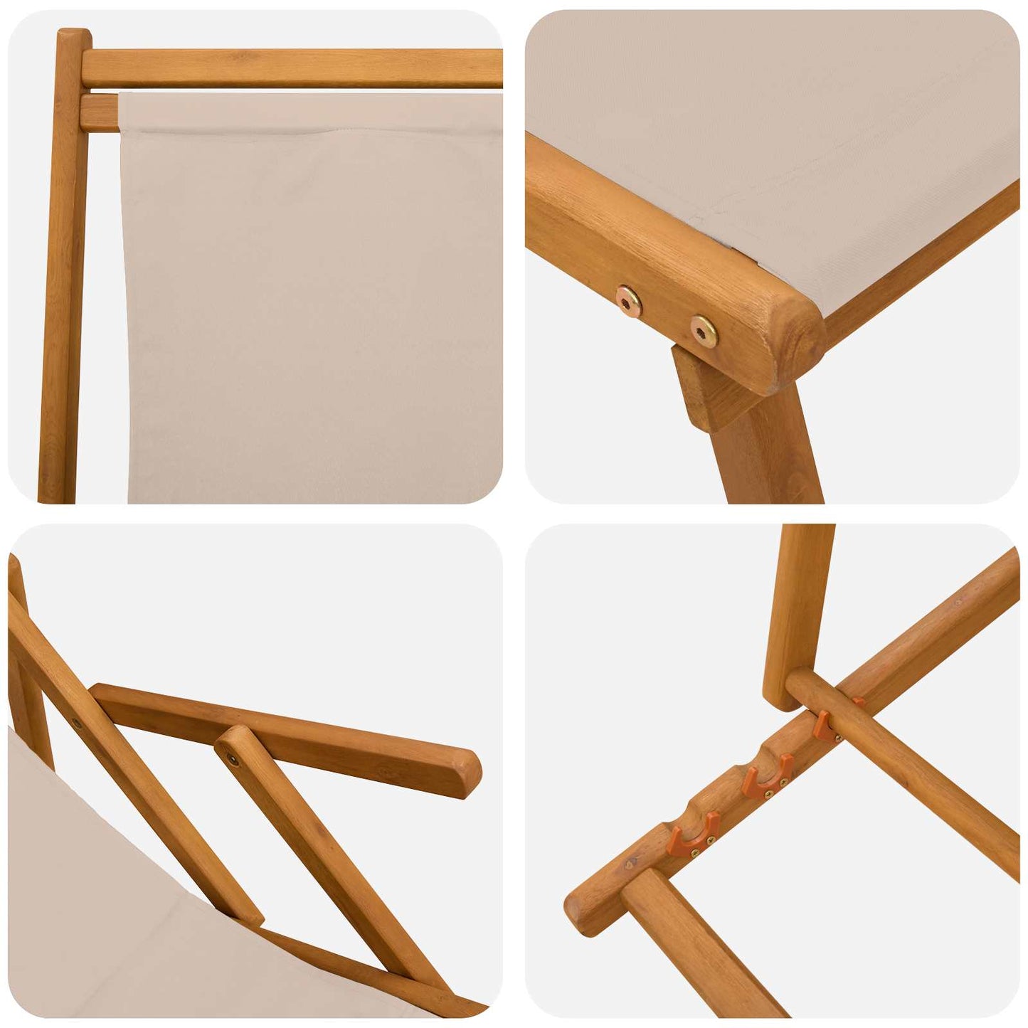 vidaXL Folding Sun Lounger Solid Eucalyptus Wood Beige