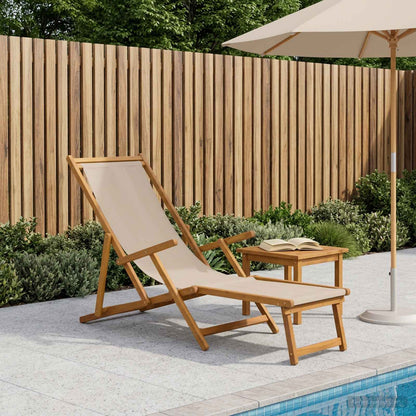 vidaXL Folding Sun Lounger Solid Eucalyptus Wood Beige
