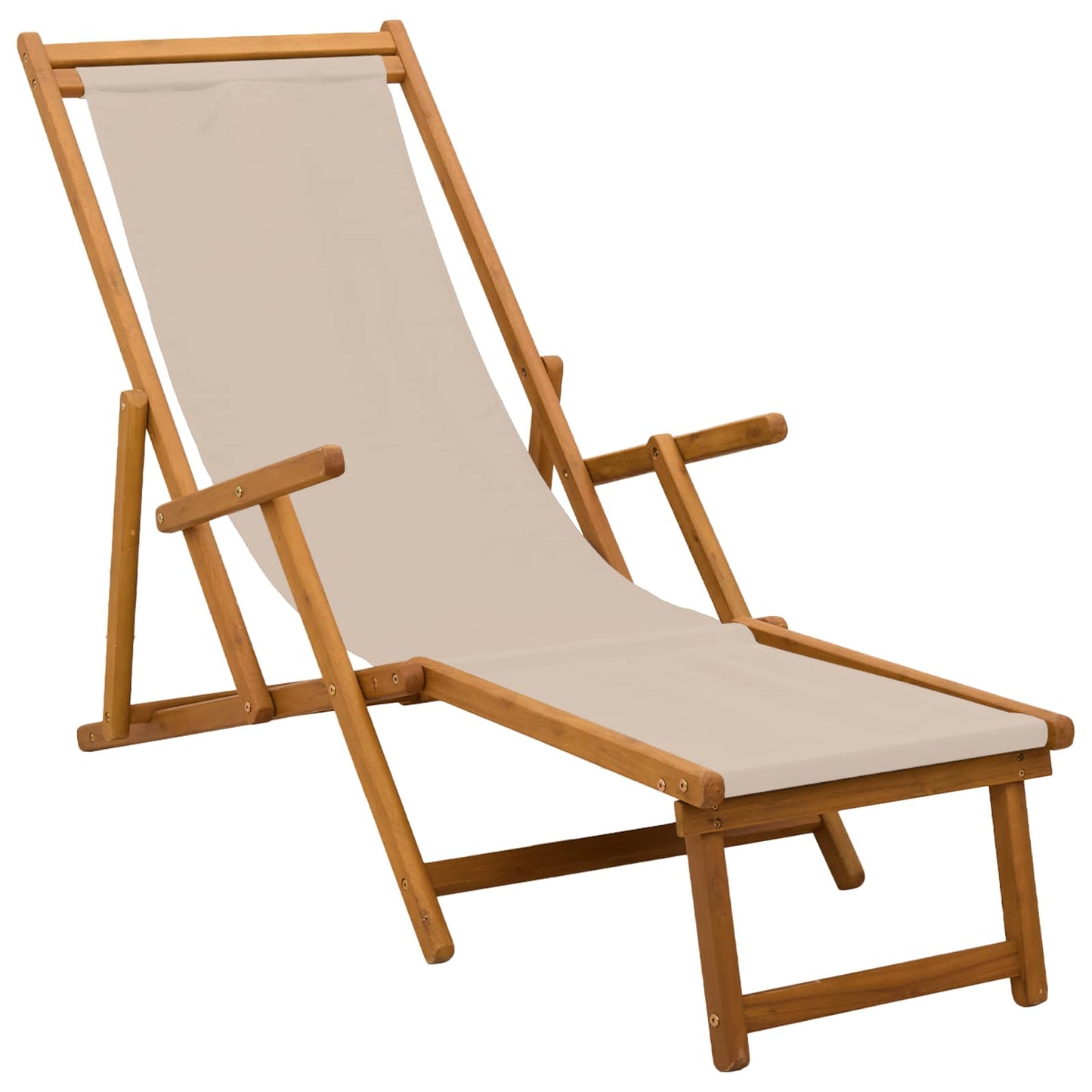 vidaXL Folding Sun Lounger Solid Eucalyptus Wood Beige