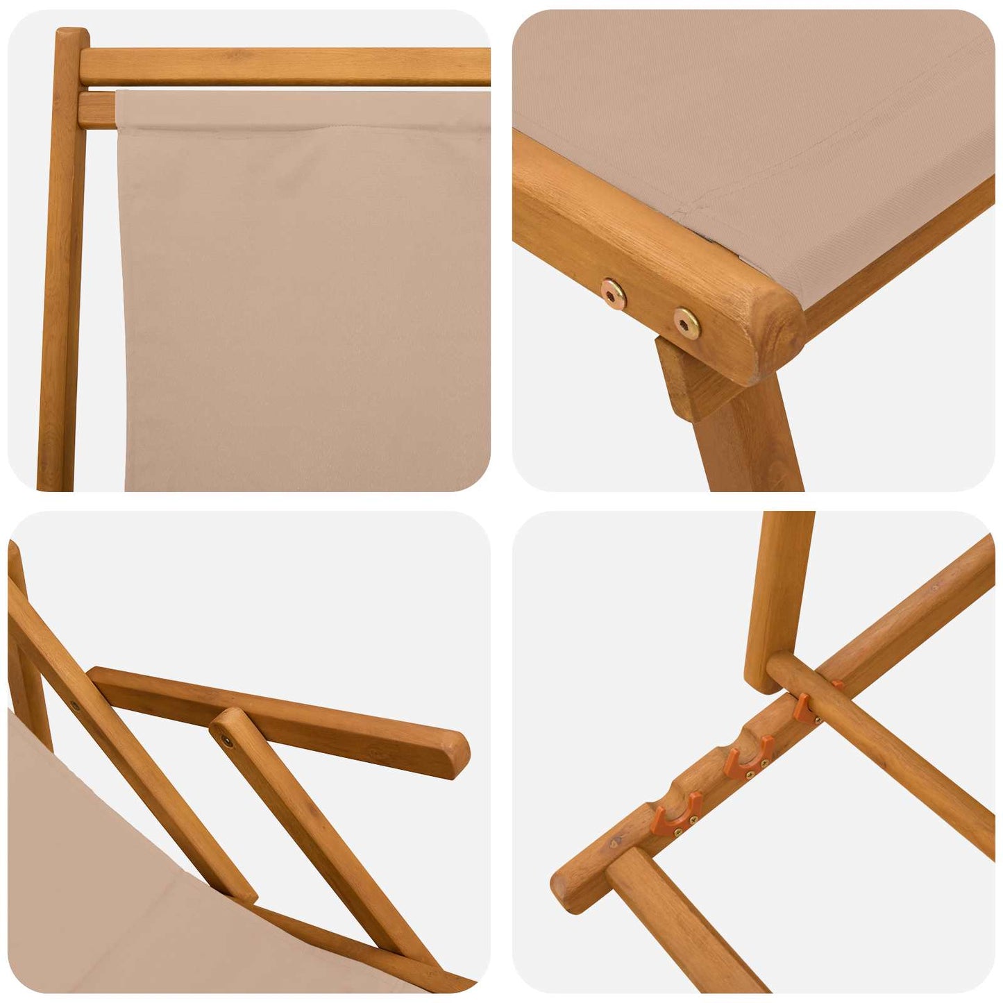 vidaXL Folding Sun Lounger 3 Position Solid Eucalyptus Wood Taupe