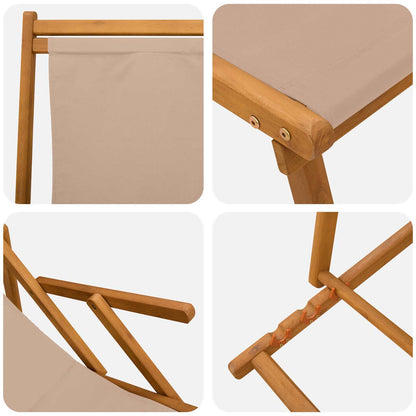 vidaXL Folding Sun Lounger 3 Position Solid Eucalyptus Wood Taupe