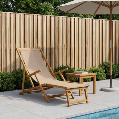 vidaXL Folding Sun Lounger 3 Position Solid Eucalyptus Wood Taupe