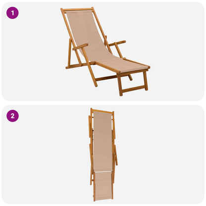 vidaXL Folding Sun Lounger 3 Position Solid Eucalyptus Wood Taupe