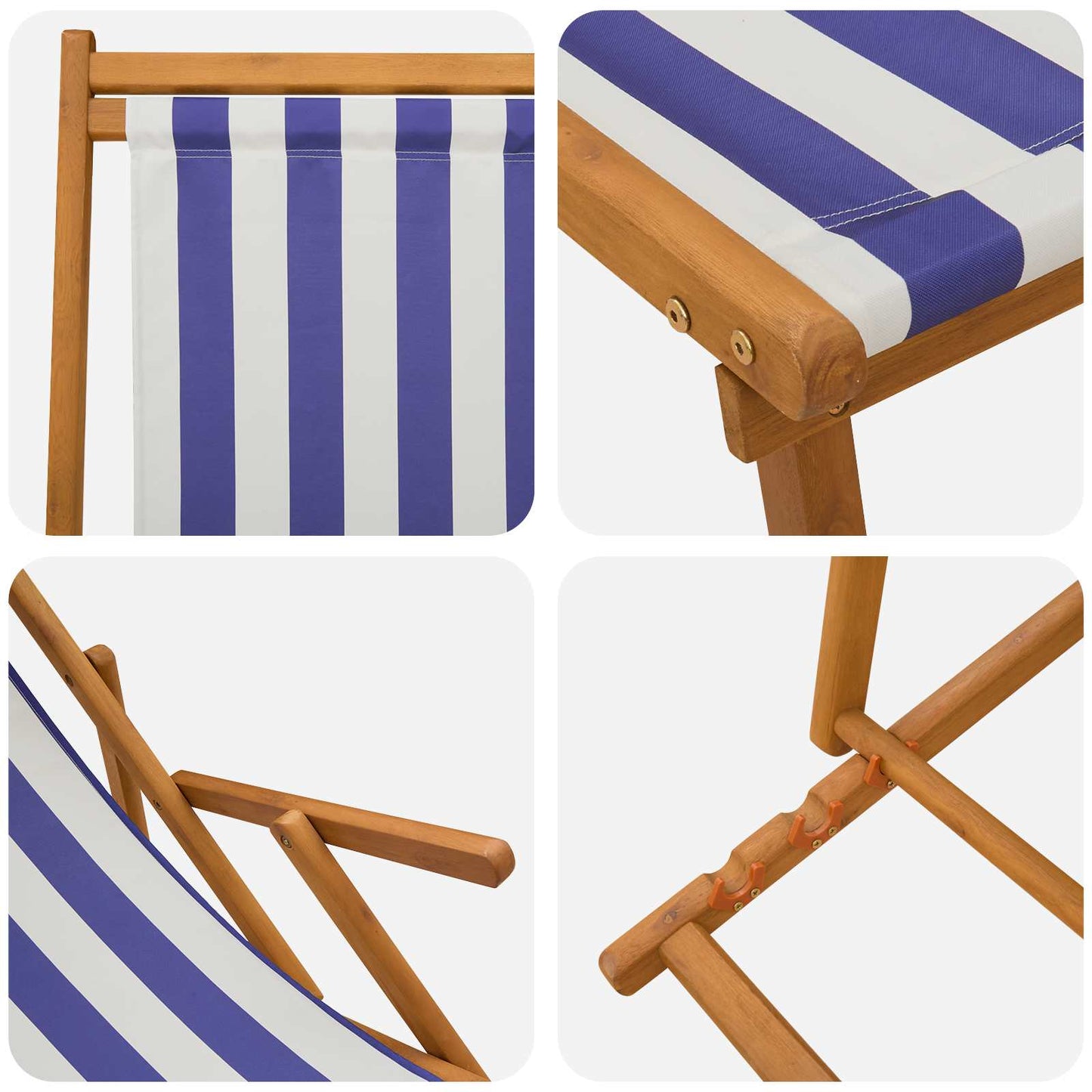 vidaXL Folding Sun Lounger 3 Position Solid Eucalyptus Wood