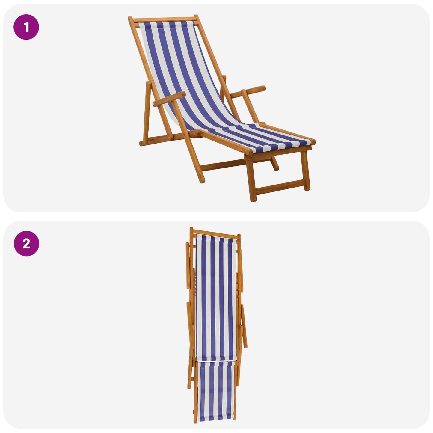vidaXL Folding Sun Lounger 3 Position Solid Eucalyptus Wood