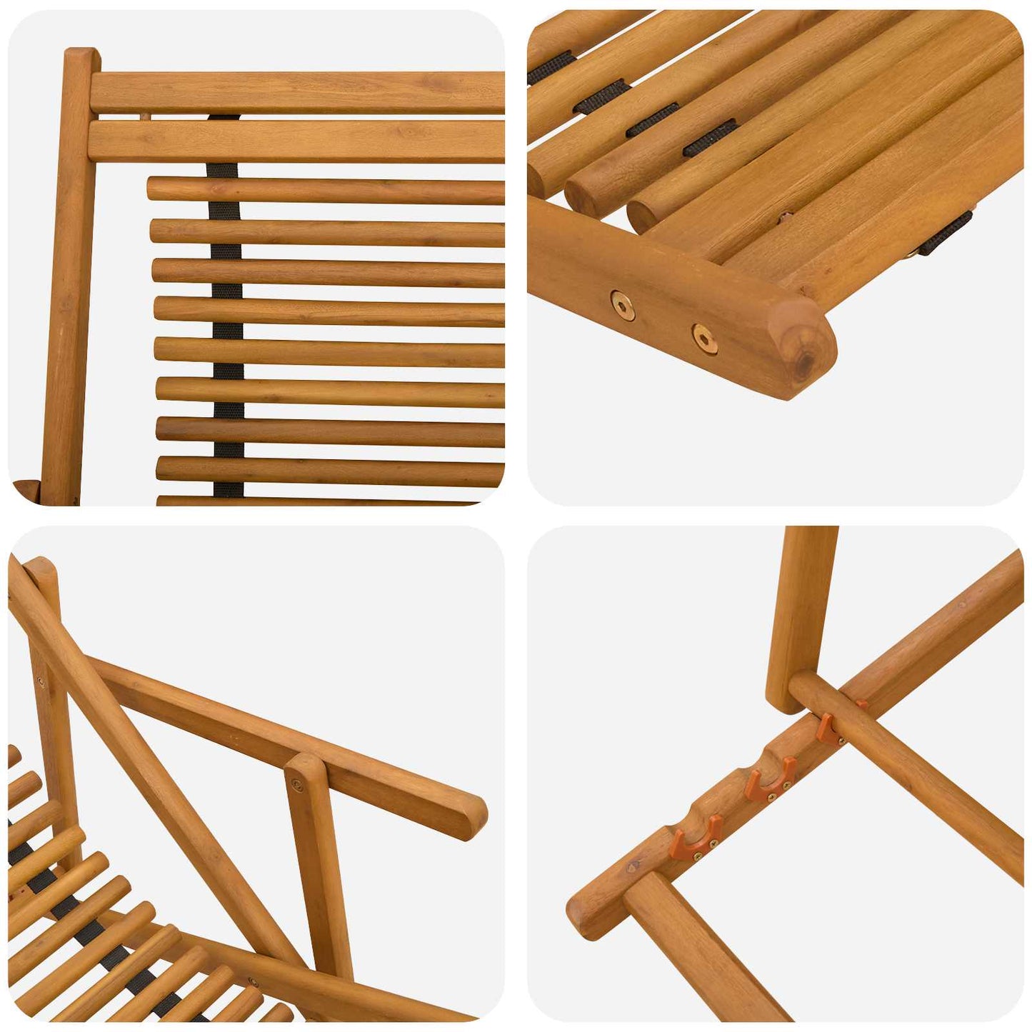 vidaXL Deck Chair 3 Position Solid Eucalyptus Wood Natural