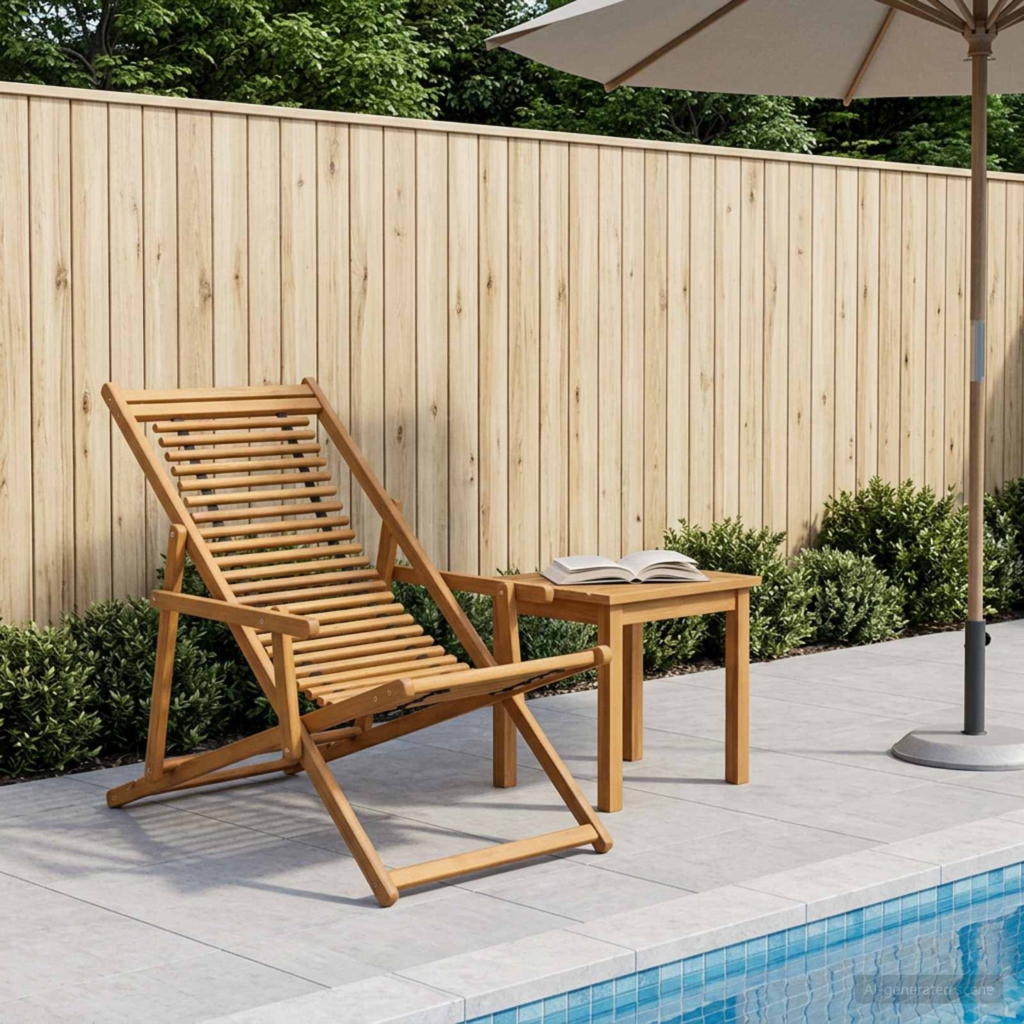 vidaXL Deck Chair 3 Position Solid Eucalyptus Wood Natural