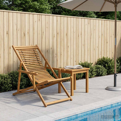 vidaXL Deck Chair 3 Position Solid Eucalyptus Wood Natural