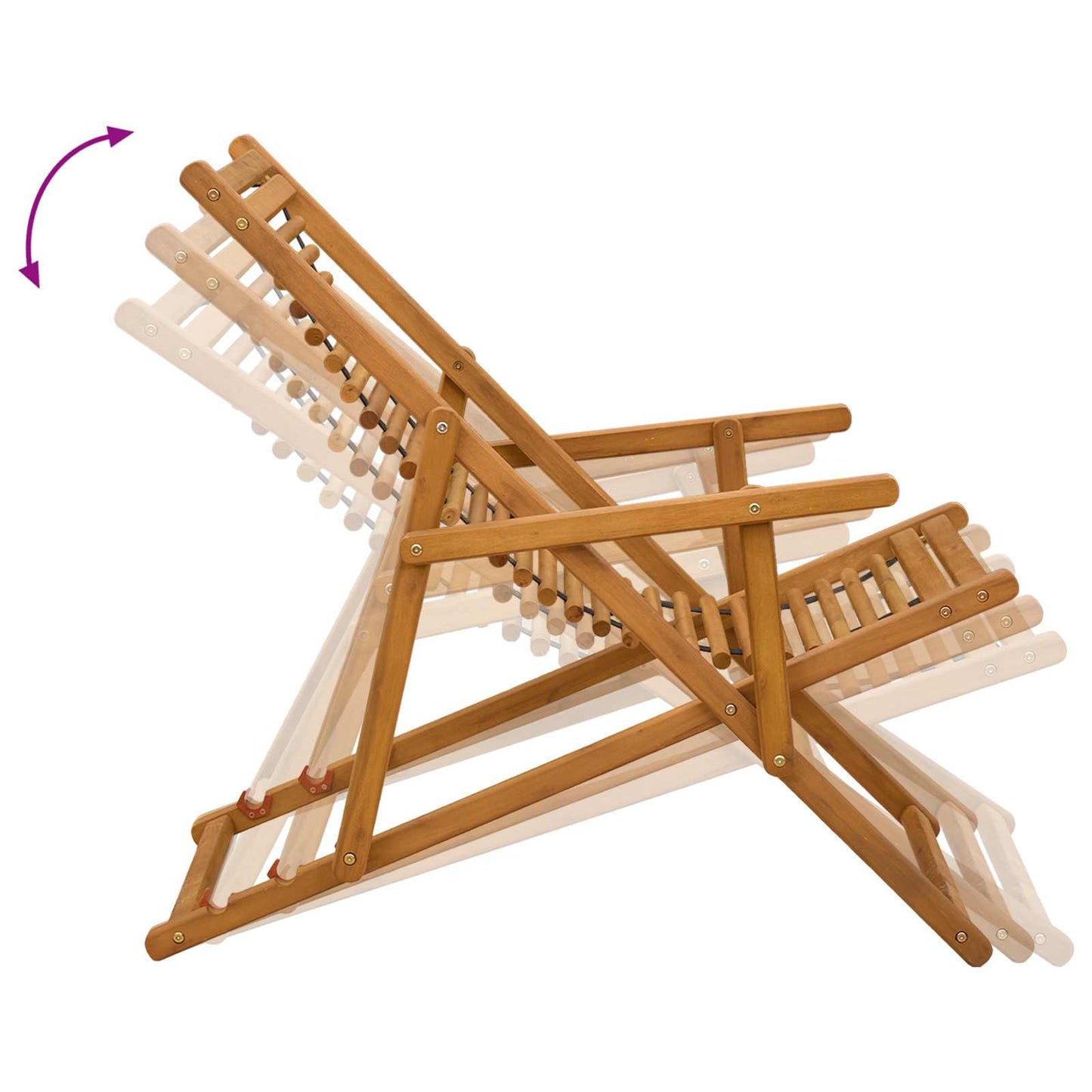 vidaXL Deck Chair 3 Position Solid Eucalyptus Wood Natural