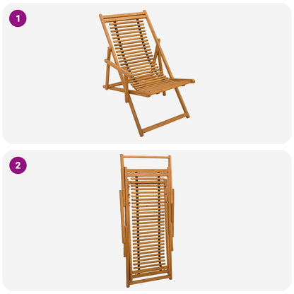 vidaXL Deck Chair 3 Position Solid Eucalyptus Wood Natural