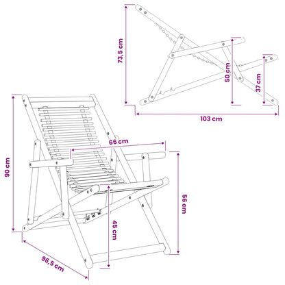 vidaXL Deck Chair 3 Position Solid Eucalyptus Wood Natural