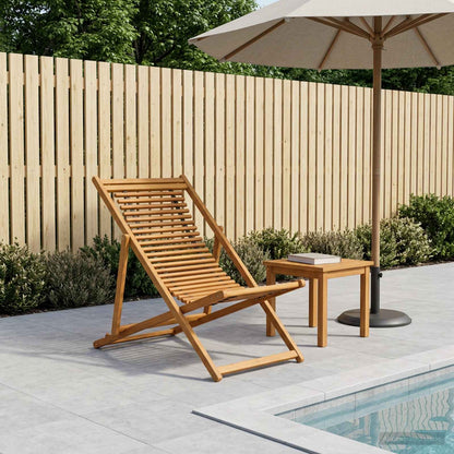 vidaXL Deck Chair 3 Position Solid Eucalyptus Wood Natural