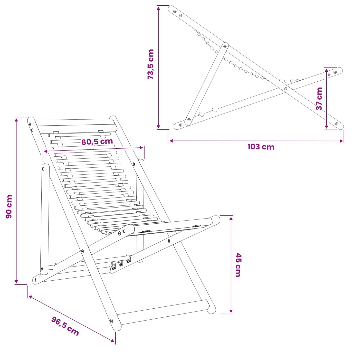 vidaXL Deck Chair 3 Position Solid Eucalyptus Wood Natural
